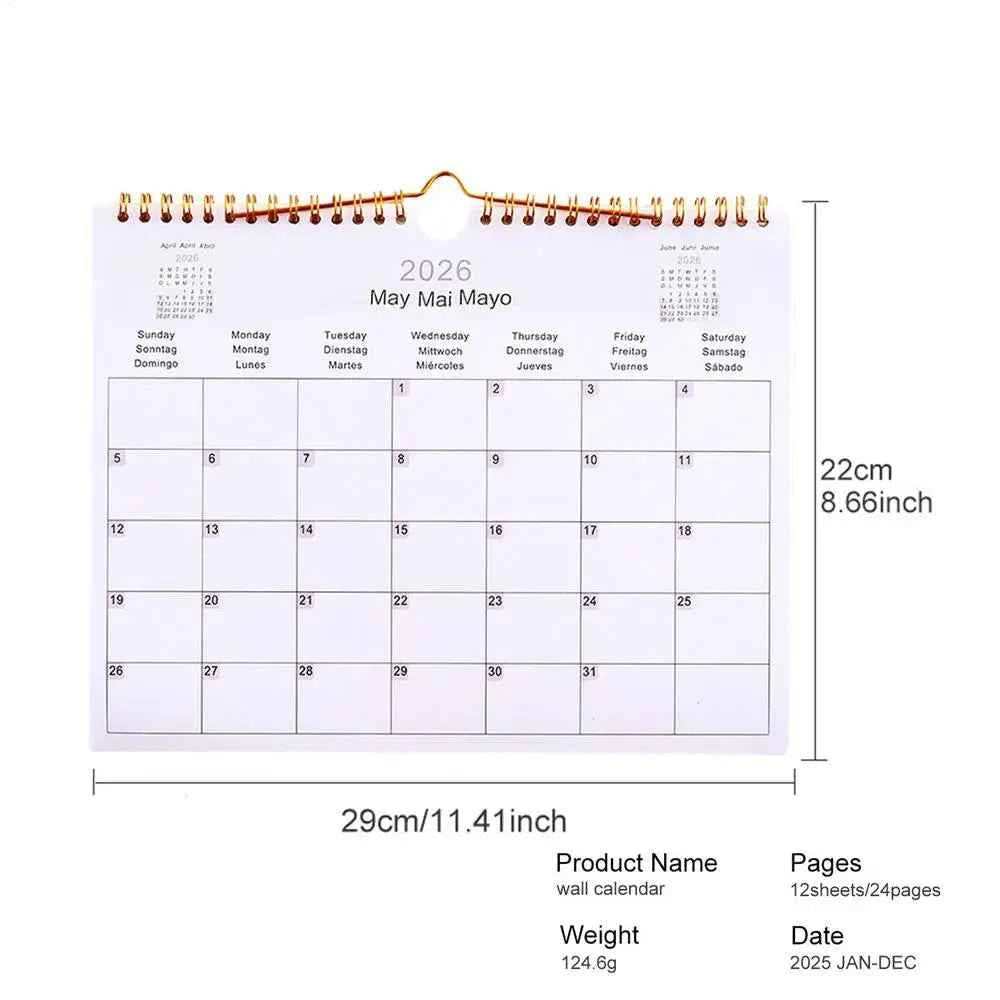 Calendar 2025 20252026 Calendar Planner Multilingual Coil Planner Agenda Organizer Scheduling For Home Office School Classroom
