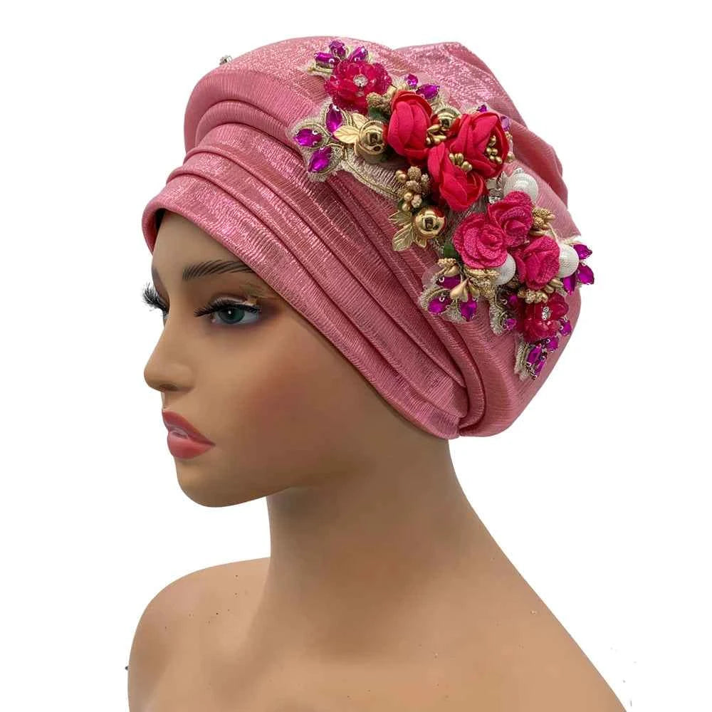 Exquisite Bouquet African Women's Turban Cap Ready to Wear Nigeria Auto Gele Headtie Female Fashion Head Wraps Turbante Mujer