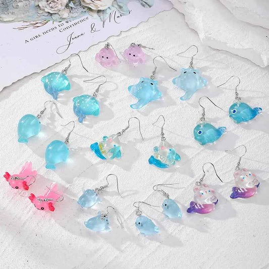 Resin Marine Animal Octopus Whale Drop Earrings For Women Gift New Cute Creative Funny Shark Sea Lion Pendant Eardrop Jewelry
