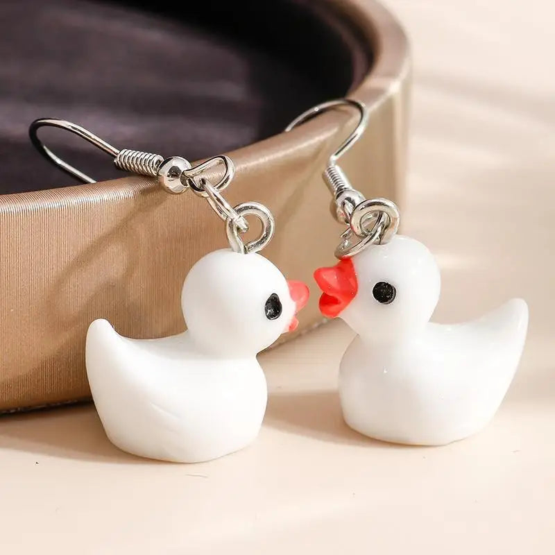 Cartoon Candy Colors Animal Duck Drop Earrings for Women Cute Design Female Ear Hooks Dangle Earrings Girl Party Jewelry Gift