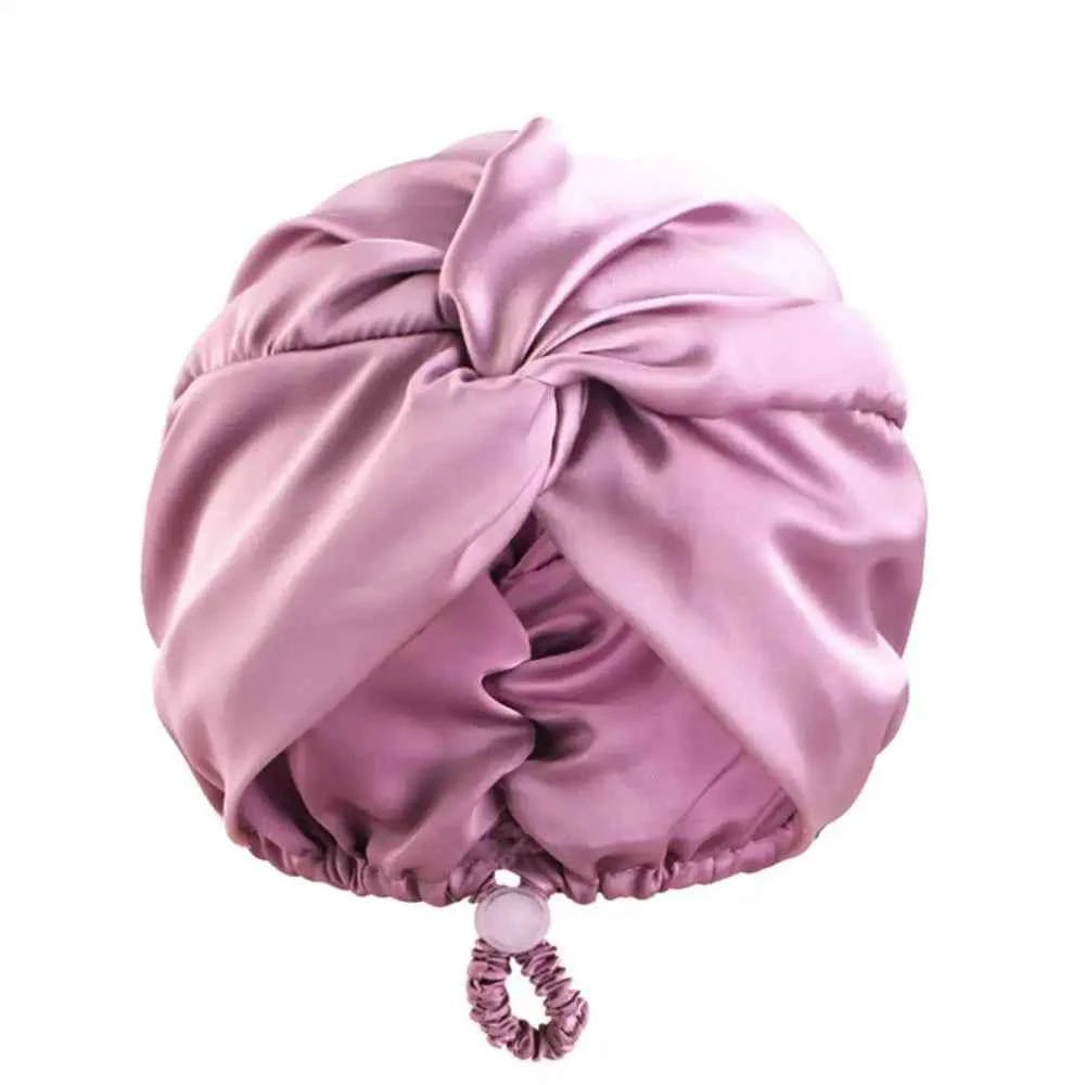Hot Silk Turban Bonnets For Women Satin Bonnet Hat Double Layer Hair Wrap Adjustable Knotted Hat Care Turban Satin Sleep Hat