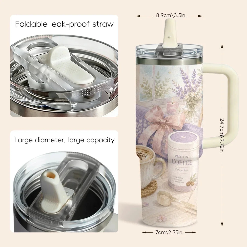 40oz Yoga & Coffee Tumbler – Insulated Stainless Steel Fitness Travel Mug