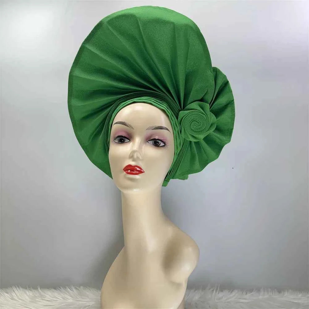 Already Made Headtie Pink African Headtie Gele Headwear for Wedding , Nigerian Braid Turbans Wraps,