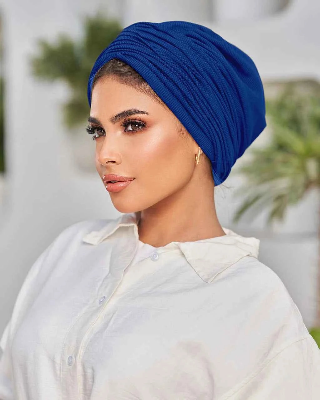 Solid Color Threaded Headscarf Wrapped Design With High Elasticity Suitable For Various Head Circumferences