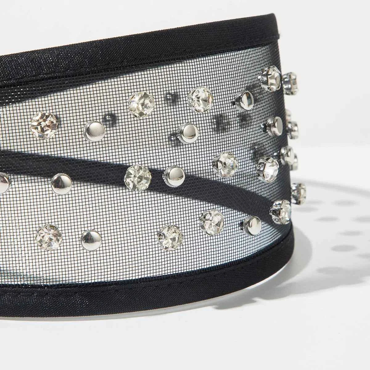 Pearl Headband Korean Fashion Simple Trendy Rivet Mesh Wide Headband for Women High-end Daily Versatile Hair Accessory