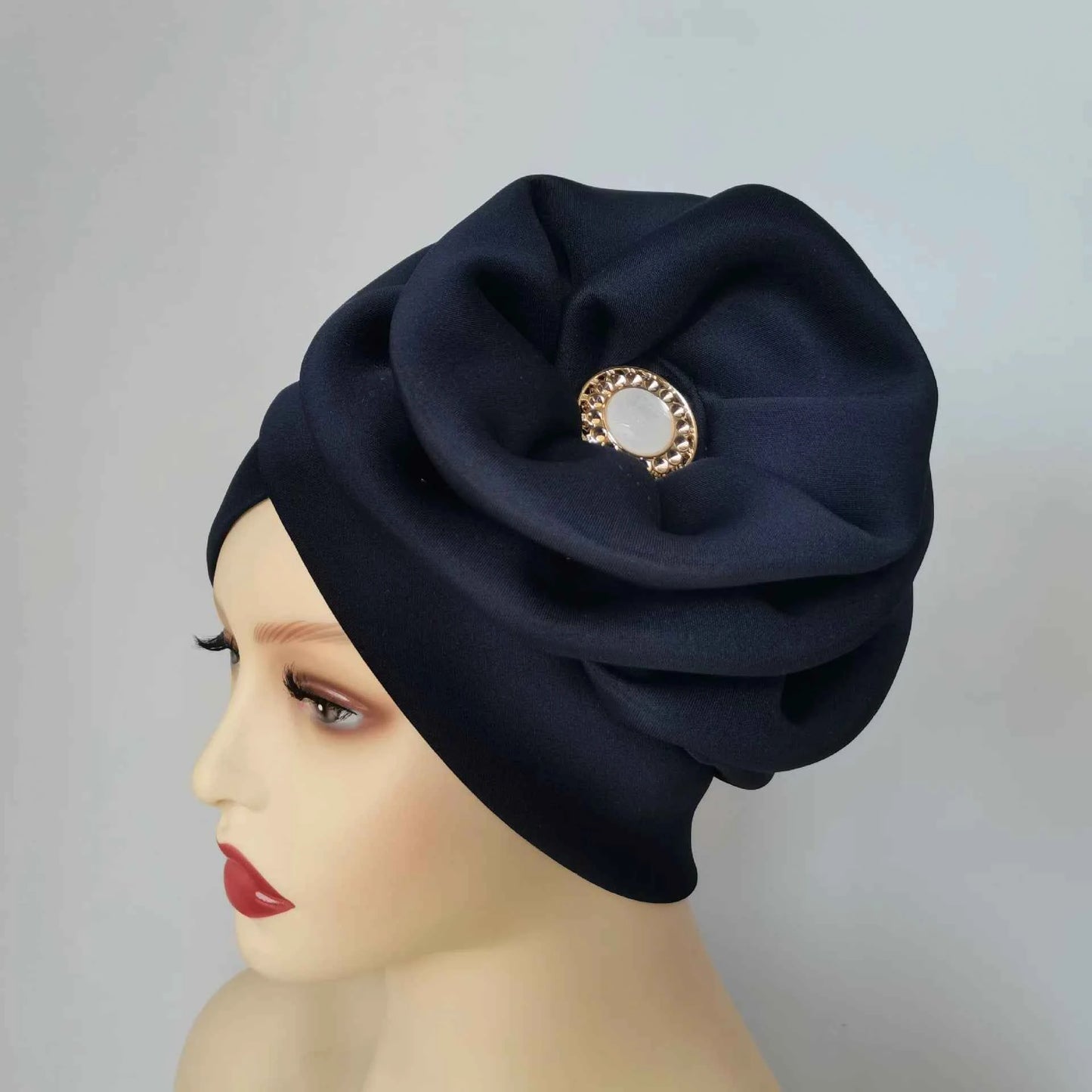 Winter Big Flower Turban For Women Muslim Hijab Caps Islamic African Headties Pleated Hijab Head Wraps Turban Bandana Head Cover