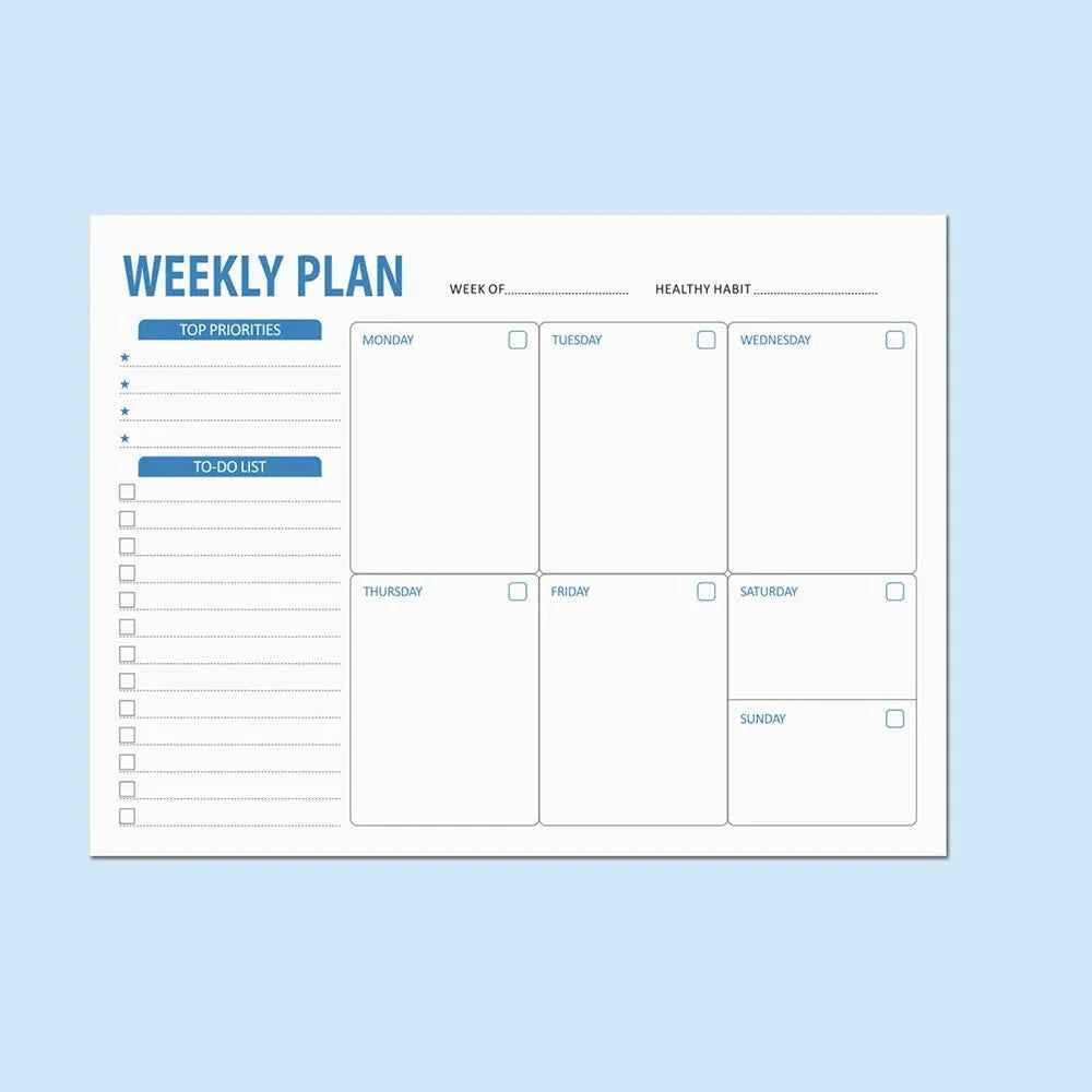 Wide To Do Planner Weekly Planning Notepad A5 Notebook Planner Schedules Weekly Meal Planner Pad Stationery Undated