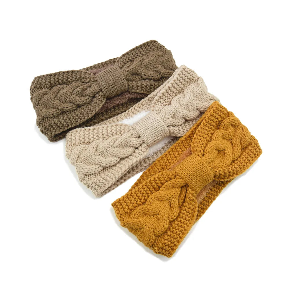 Winter Knitted Headbands for Women Warm Woolen Knitting Ear Warmer Cross Knot Turban Headwear Girls Hair Band Hair Accessories - NamafadStore