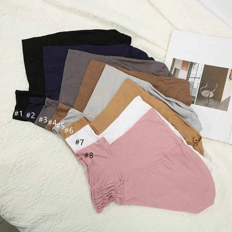 New Muslim Inner Hijab Turbans Women Elasticity Undercap Soft Modal Hijabs Caps Solid Color Short Neck Elastic Cap