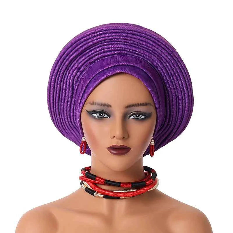 African Headtie Nigerian Aso Oke Headtie Women Hijab Head Wrap Turban Chemo Caps Gele Femme Scarf High Quality for Wedding Party