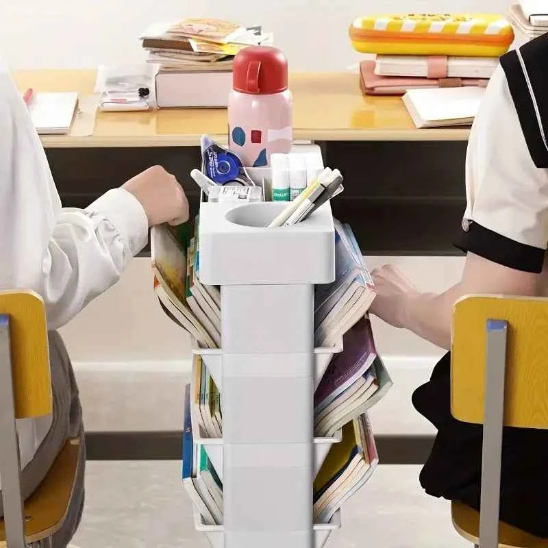 Movable Multi-layer Book Organizer Magazine Rack Storage Desk Stand for Books Stationery Accessories Office School Supplies