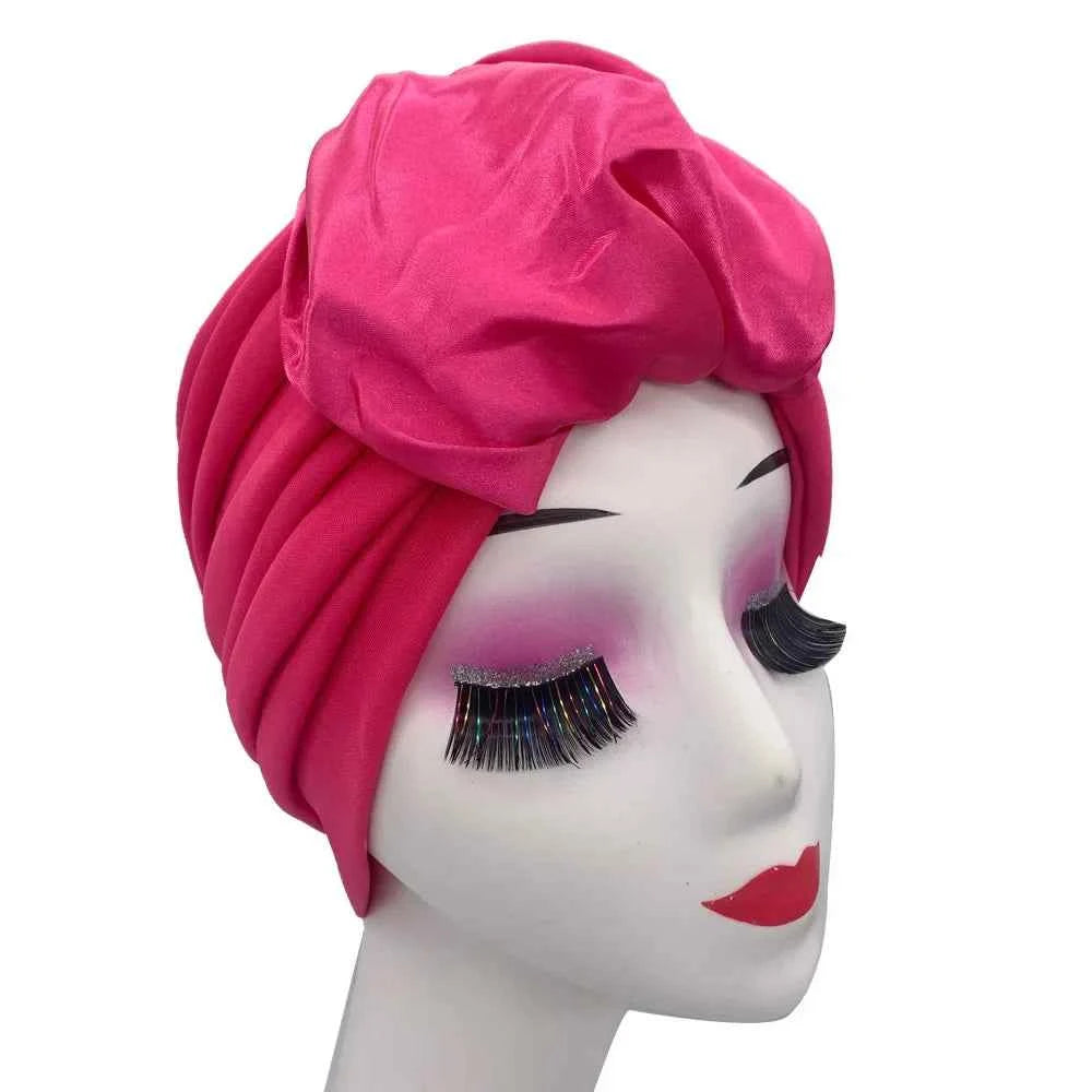 Fashion Satin Croissant Ruffled Turban Caps for Women African Head Wraps Nigeria Wedding Party Headpiece Muslim Headscarf Bonnet