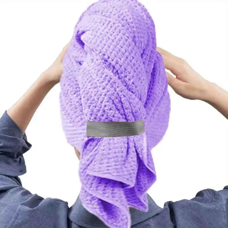 Large Size Hair Turban Microfiber Quick Dry Hair Towel Wrap with Elastic Band Soft & Absorbent Turbie Twist Hair Towel