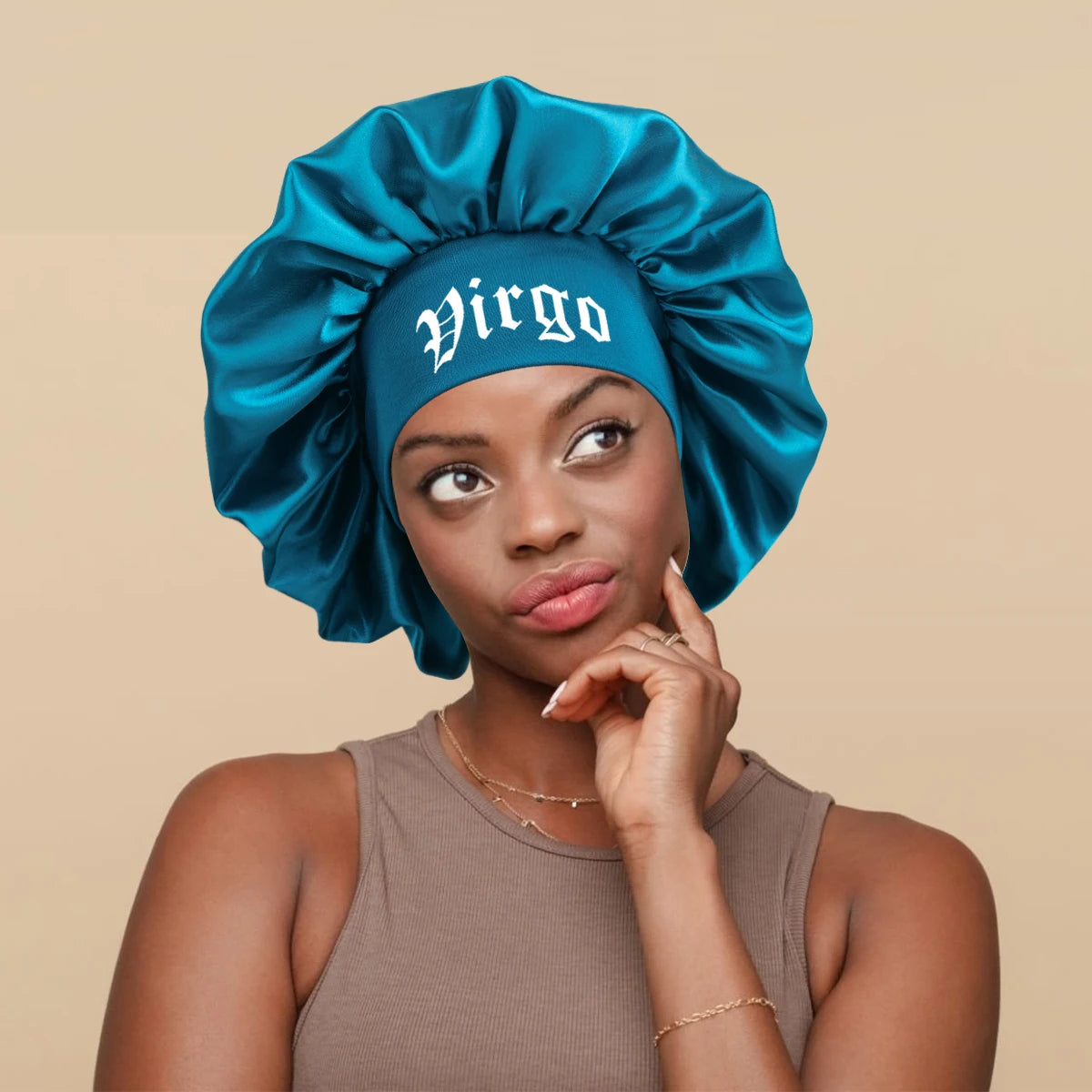 1PConstellation Print Satin Sleep Bonnet with Wide Band Soft Wrap Band for Daily Use Makeup & Face WashingComfortableSleepingCap - NamafadStore