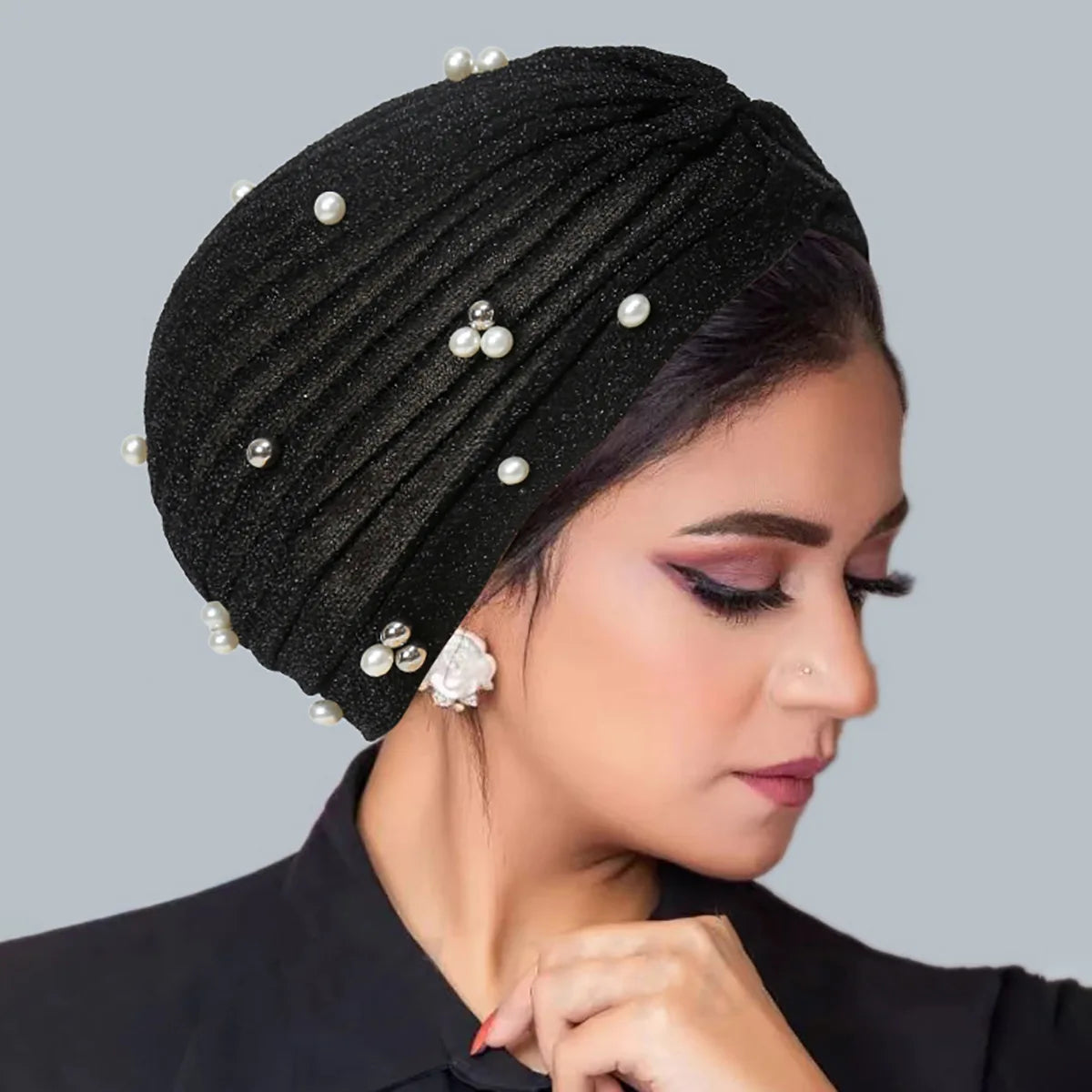 New African Print Turban Beanie for Women - Flower Beanie, Muslim Hijab, Head Wrap, and Hair Loss Bandana