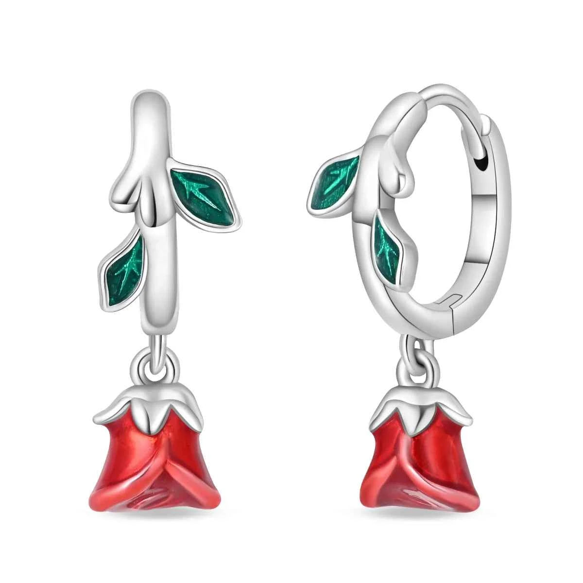 romantic 925 Sterling Silver Strawberry Rose Cherry Apple Wine Glass Red Earrings Colorful And Exquisite Niche Gifts