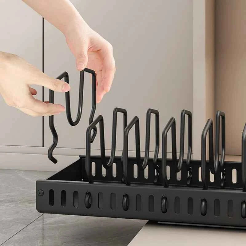 Adjustable Cookware Storage Rack, Kitchen Pull-out Shelf, Sliding Countertop and Dish Rack Inside Cabinets