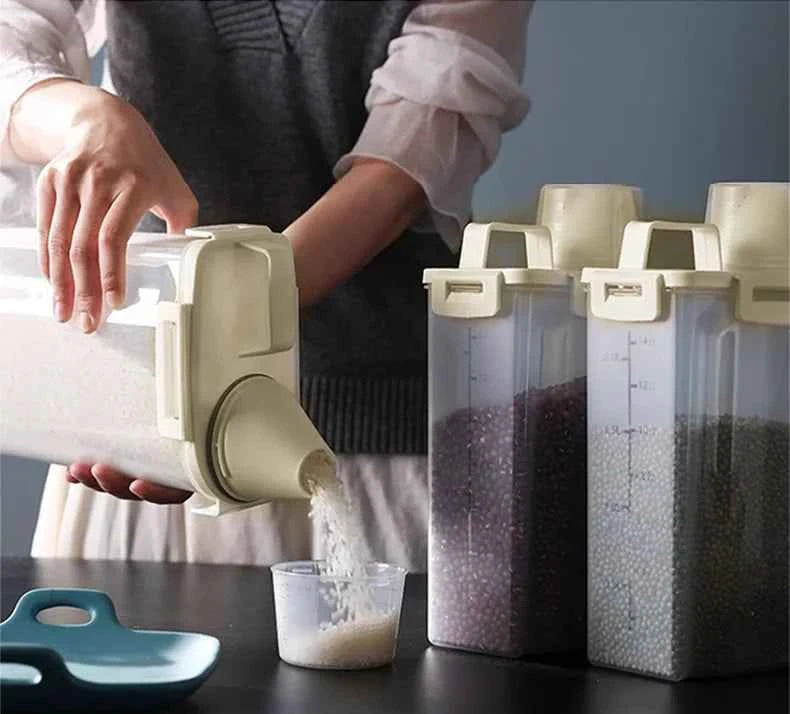 1.75/ 2.5/3L Food Grade Grain and Miscellaneous Grain Storage Box, Rice Bucket Storage Tank, Sealing Tank, Kitchen Utensil New