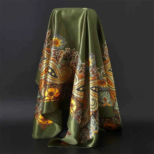 Fashion Hijab Scarf For Women Square Shawls Satin Silk Hair Scarfs Female 90*90cm Kerchief Bandana Head Neck Scarves For Ladies - NamafadStore