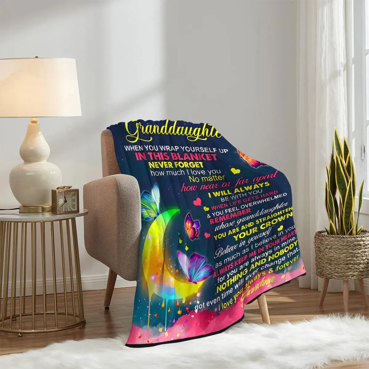 Personalized Family Flannel Blanket – Custom Message Gift for Mom & Grandma
