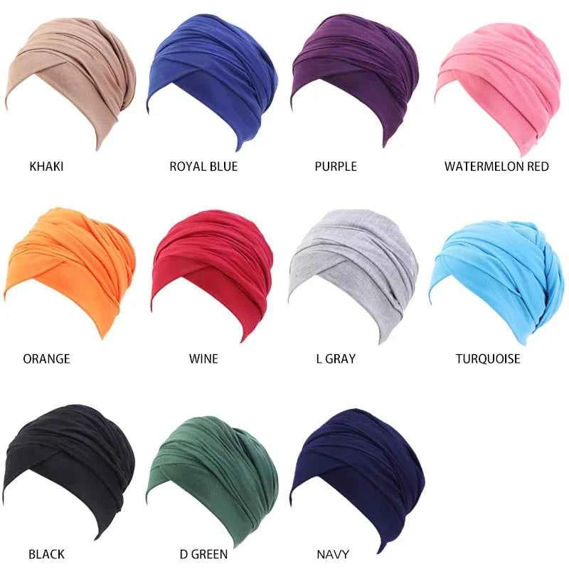 New Women Solid Color Cotton Magic Turban Hijab Head Wrap Extra Long Tube Indian Headwrap Scarf Tie Hair Loss Islamic Headwrap