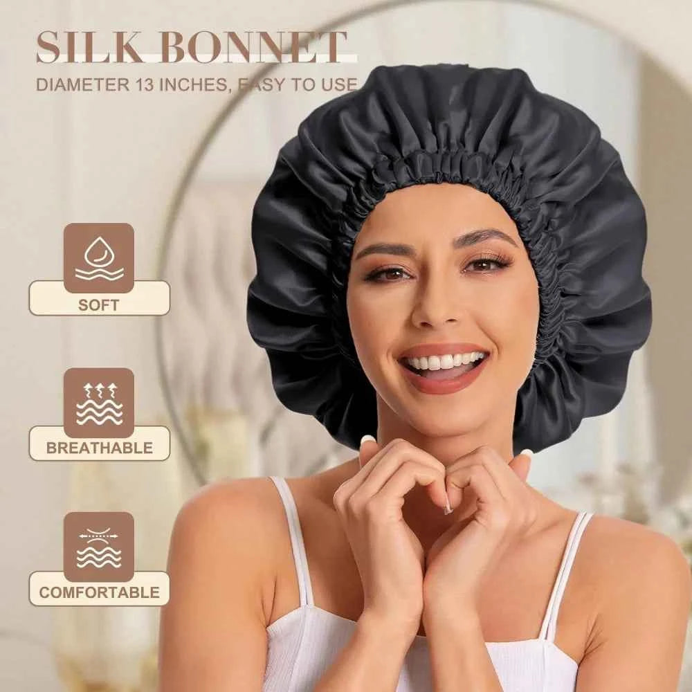 Satin Bonnet Silk Bonnet Hair Bonnet for Sleeping Slouchy Beanie Hat Satin Sleep Cap Women Night Sleep Cap Wrap For Curly Hair