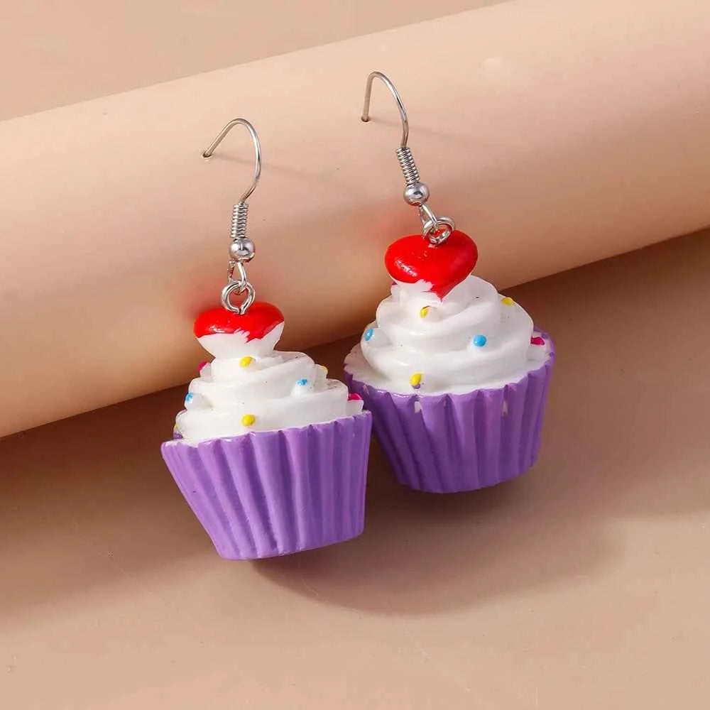 Cute Resin 3D Cake Earrings for Women Girls Simulation Food Drop Earrings Kid's Party Holiday Jewelry Gifts