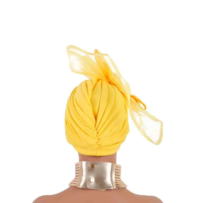 Retro Veil Turban Cap for Women Exaggerated Party Headpiece Hat African Head Wraps Bonnet Muslim Wrap Head Turbans
