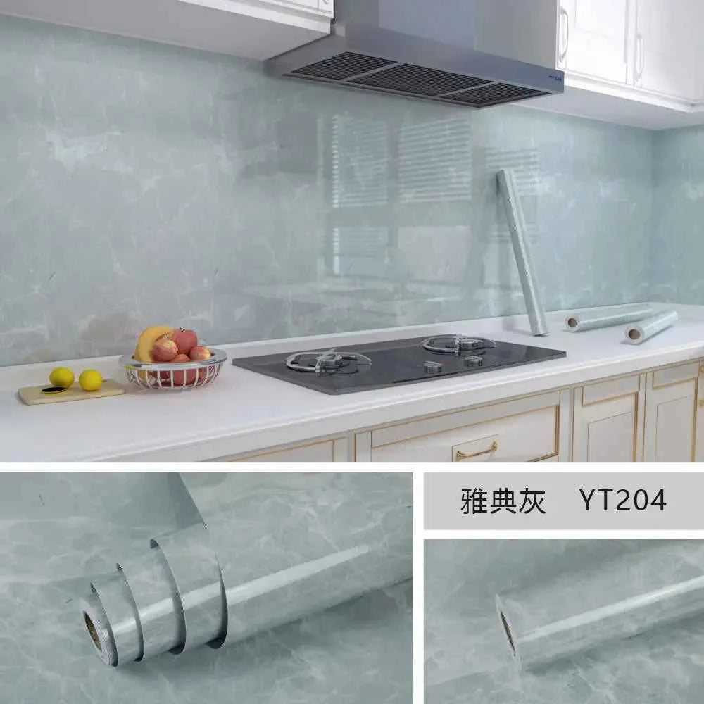 10M x 80CM Marble Self Adhesive Wallpaper Waterproof Oil Proof Kitchen Stickers Thermostability Decorative Film Home Decor