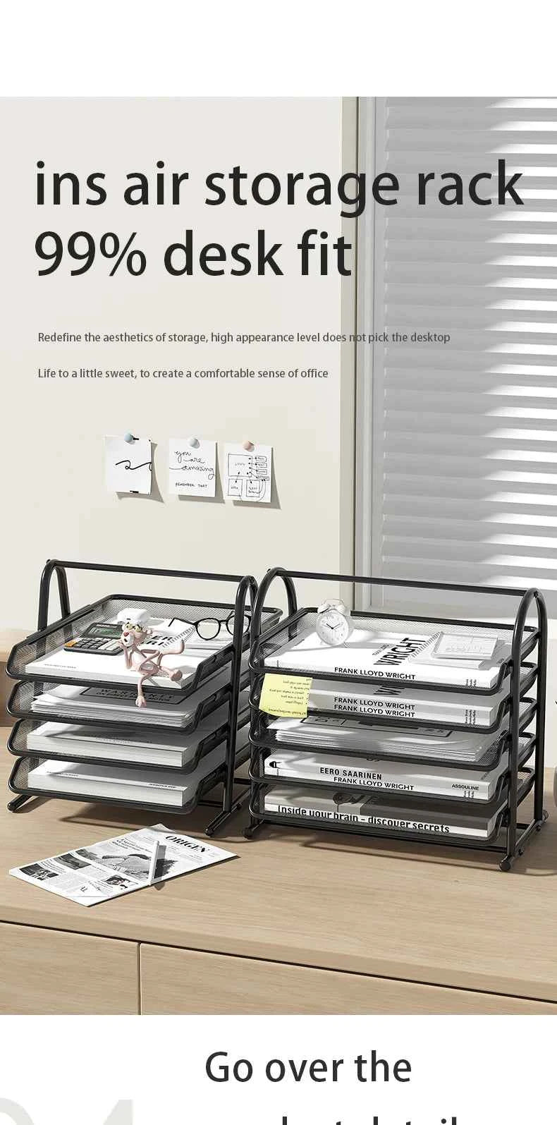 Mesh Letter Tray,Office Desk Paper Organizer with Sliding Trays for Desk Accessories, Office Supplies and File Storage, Black