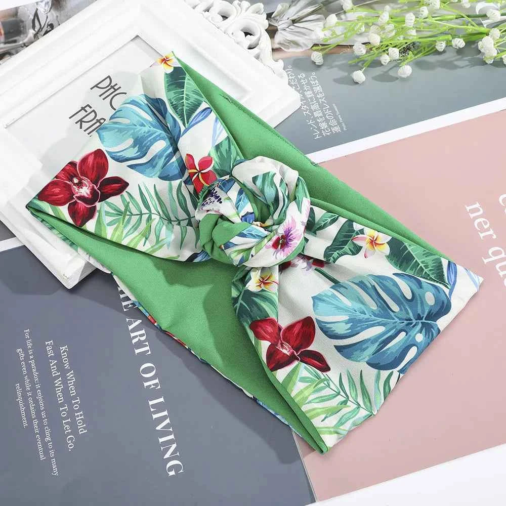 2022 New Fashion Women Folding Iron Wire Headband Bohemian Girl Cross Turban Bandanas Print Hairbands Hair Accessories
