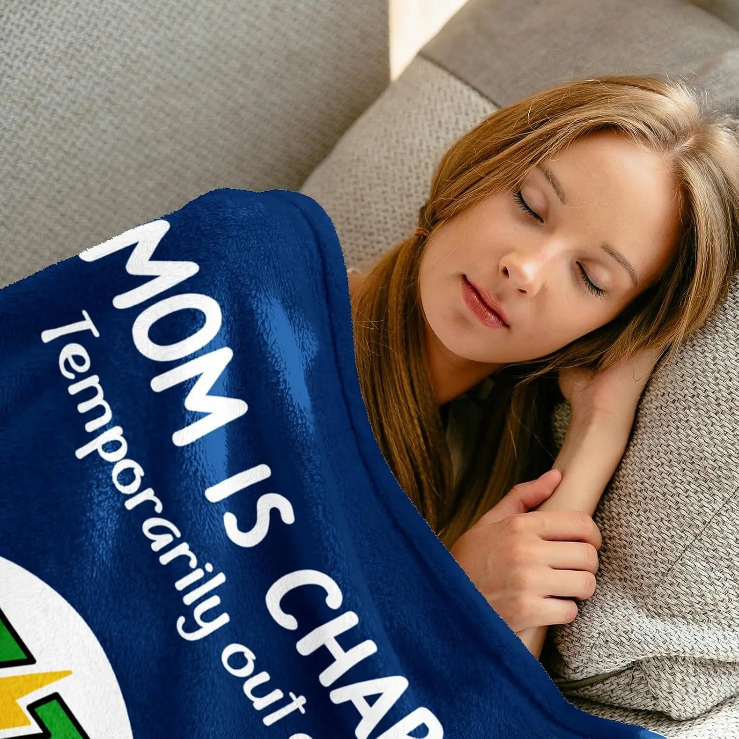 Funny Mom Throw Blanket – “Mom Is Charging” Birthday & Christmas Gift