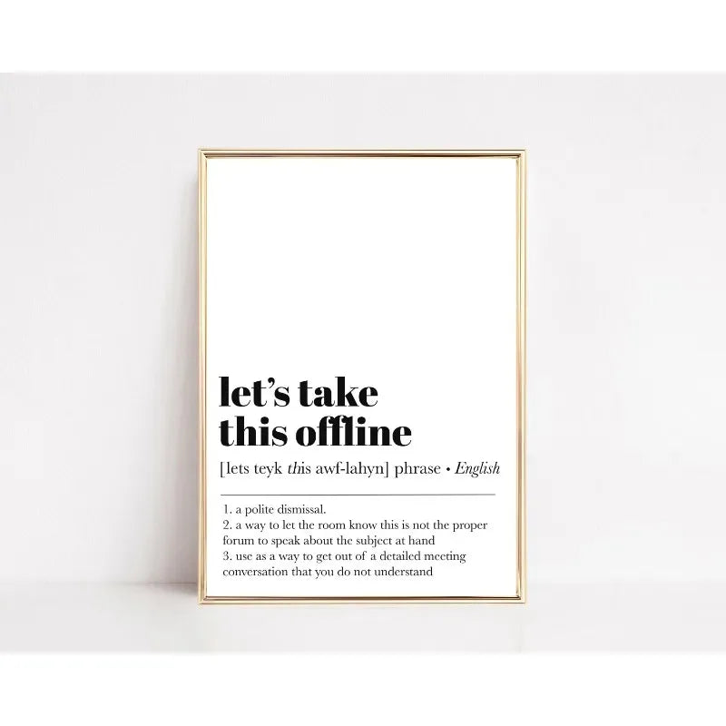 Funny Office Definition Poster Canvas Painting Motivational Words Canvas Painting Wall Art Picture Living Room Home Decor Mural