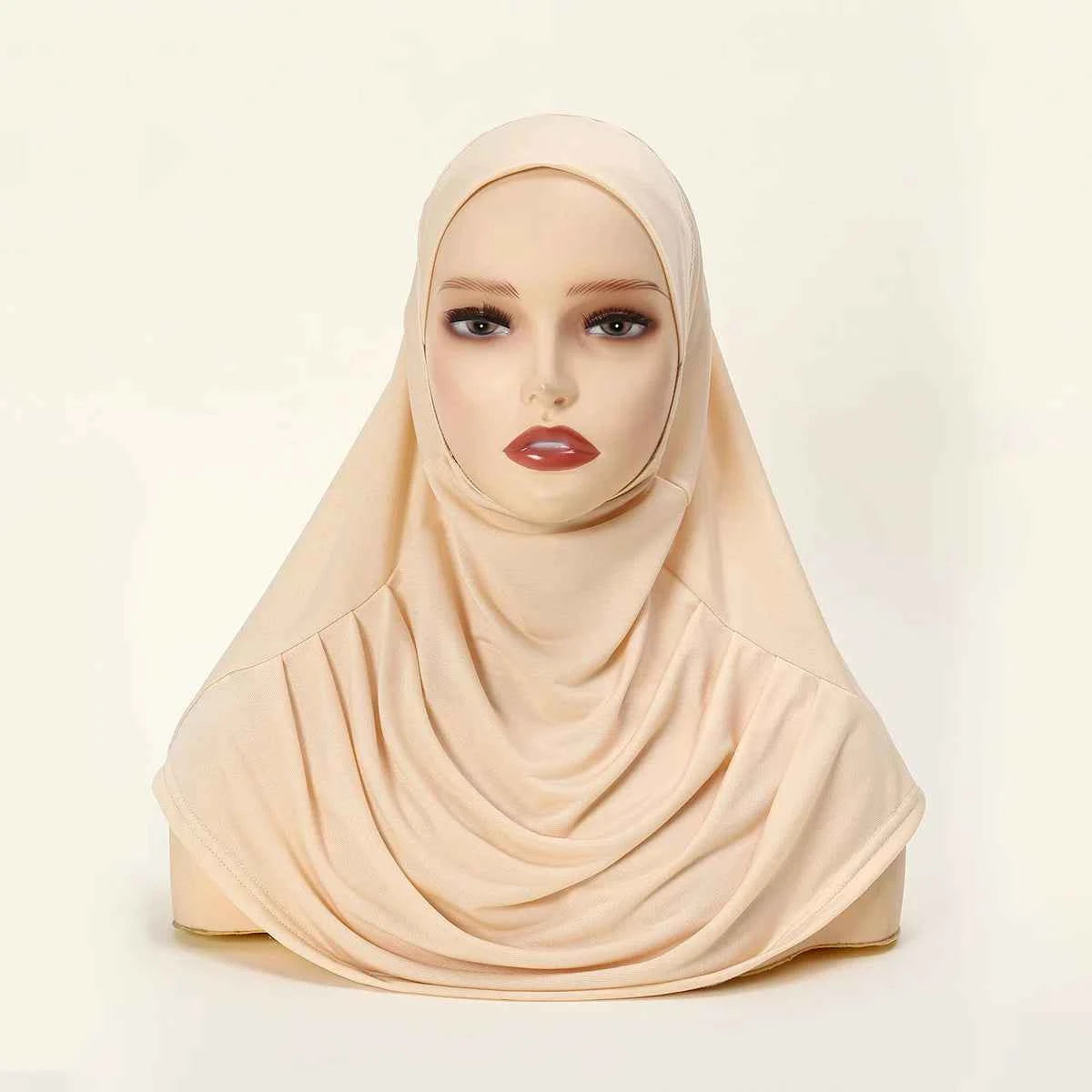 New Ready To Go wear Instant Hijab for Women Solid Color Hemp Headscarf Neck Cover Sports Hijabs Pinless Islam Shawls and Wraps