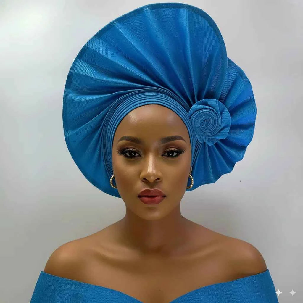 Already Made Headtie Pink African Headtie Gele Headwear for Wedding , Nigerian Braid Turbans Wraps,