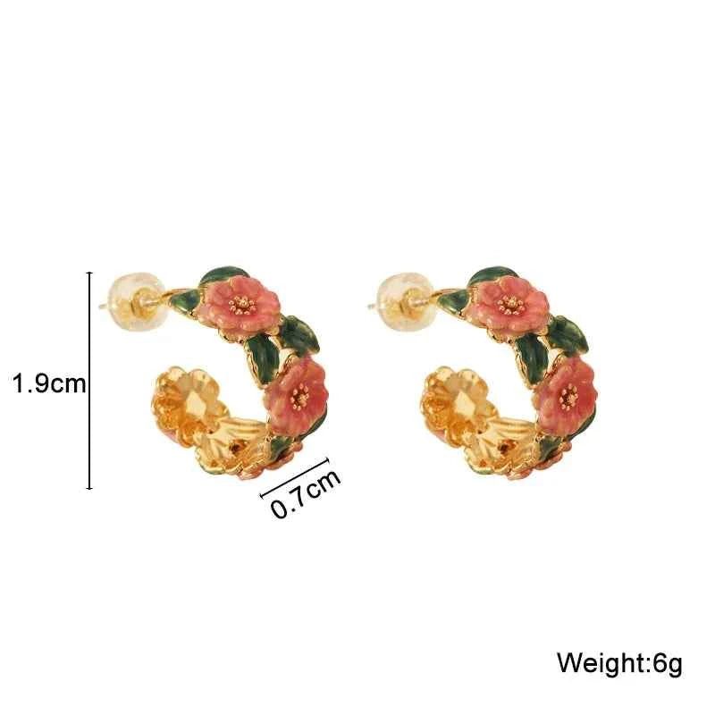 Pink Color Dangle Earrings for Women Korean Fashion Flower Long Hanging Earrings Butterfly Heart Pendants Twist Drop Earrings