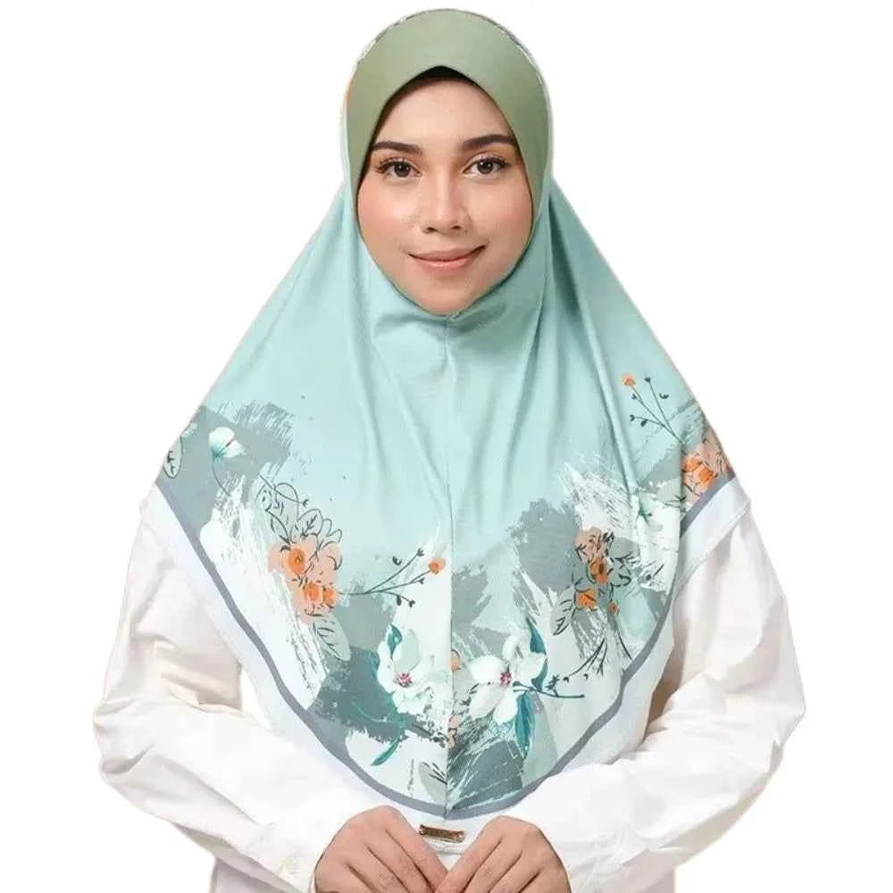 Flower Eid Al-Fitr Long Floral Turban Adjustable Multiple Colors Printed Arab Lady Headscarf Chiffon Hijab Head Wrap Women