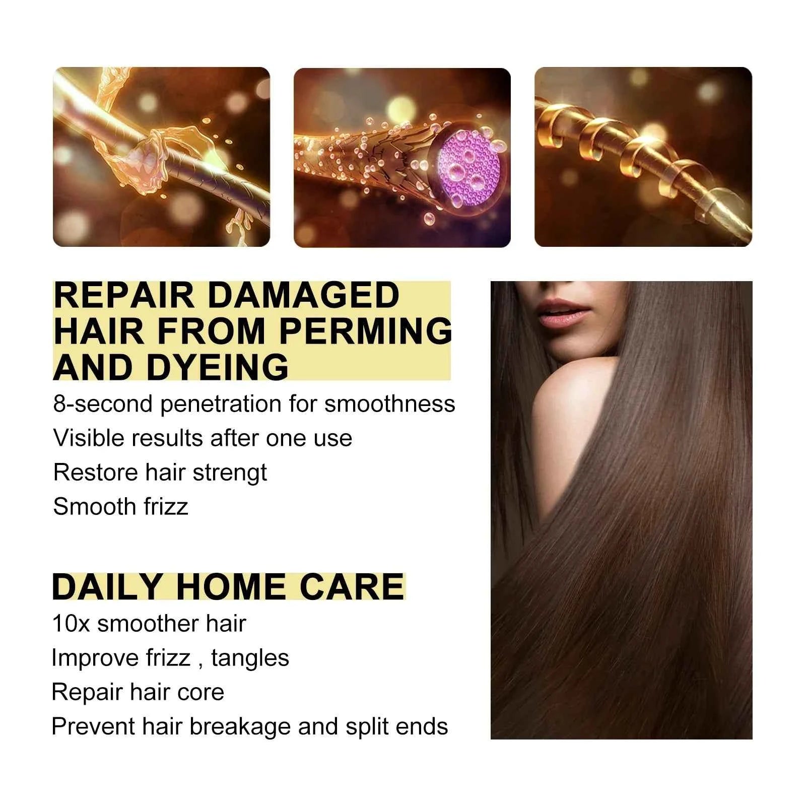 Keratin Hair Care Cream 8 Seconds Hair Mask Improves Frizzy Tangled Prevents Breakage and Splitting Hair Care Product