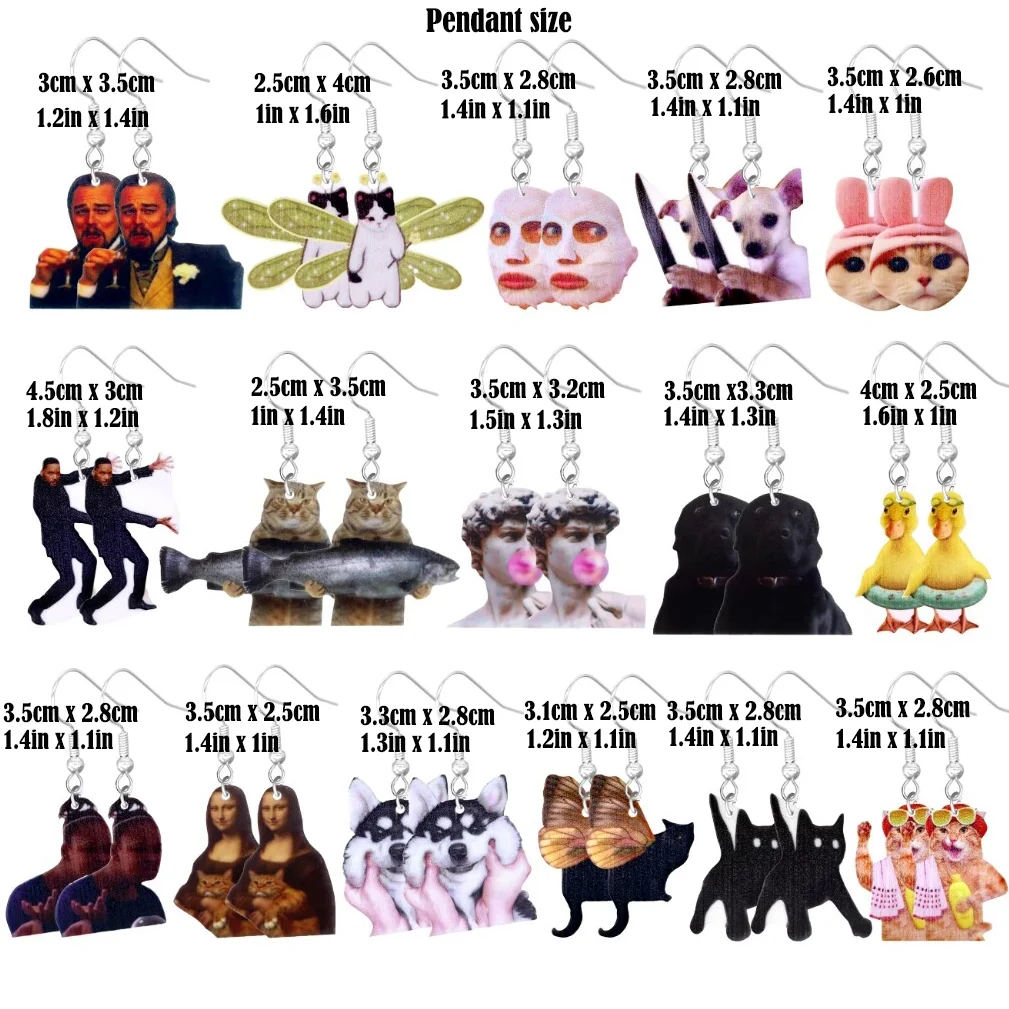 Animal Earrings For Women Cute Female Acrylic Earrings Funny  Personal Party Gifts Duck  Dog Cat