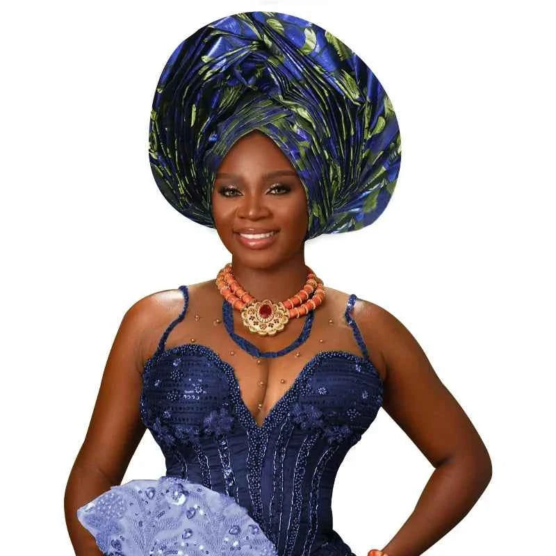 Elegant African Autogele Women's Turban Cap Nigeria Wedding Gele Ready To Wear African Headtie Evening Party Headwear