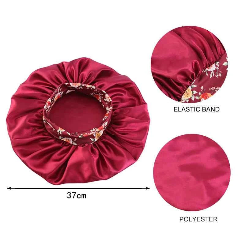 3PCS/LOT Extra Large Satin Sleep Caps For Women Hair Bonnets for Sleeping Braids Curly Night Cap Bath Shower Cap Accessories - NamafadStore