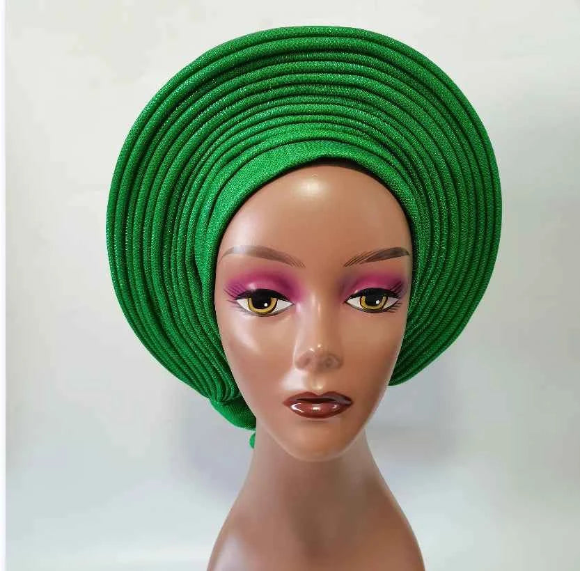 High Quality African Headtie Turban Nigerian Headtie Aready Made Auto Gele Turban Headwrap for Wedding Party XM205-1