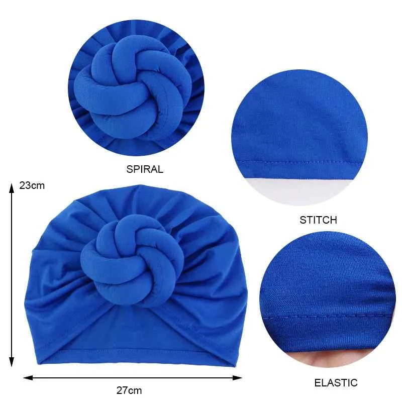 Women’s Fashion Turban – Knotted Cotton Chemo Cap, Large Flower Headscarf Beanie