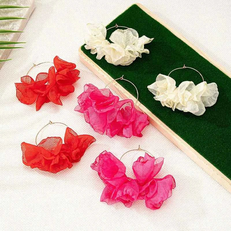 Coloured Flower Earrings for Women Simple Fashion Ear Jewelry Accessories Hot Sale Party Gift 2025 New Style