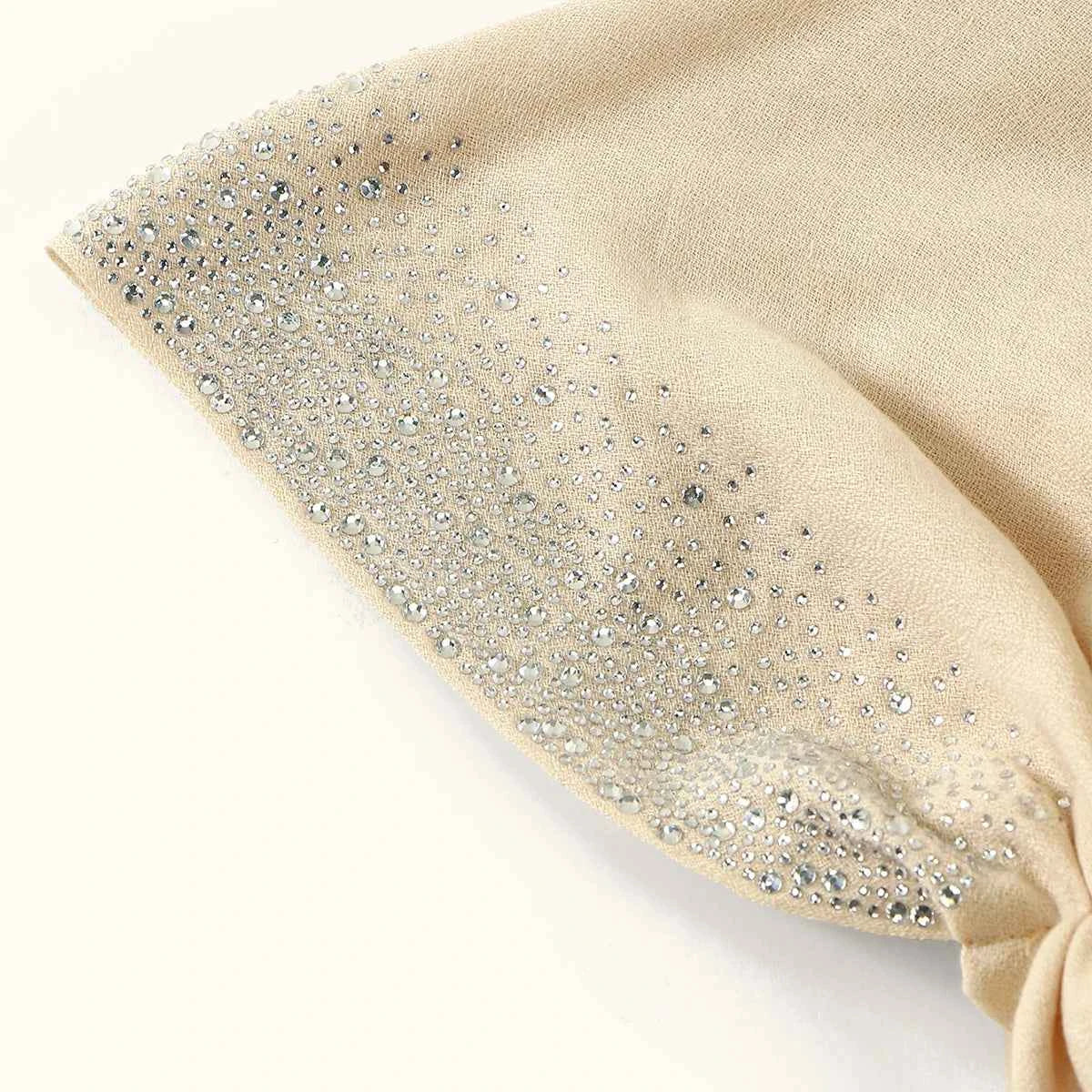 Fashion Diamond Cotton Elastic Headband Cap For Woman Muslim Hijab Hat Lady Fashion Instant Scarf Islamic Turban