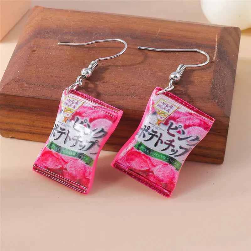 Aihua New In Fashion Women Earrings Cute Resin Food Snacks Potato Chips Earrings Handmade Party Jewelry Gifts