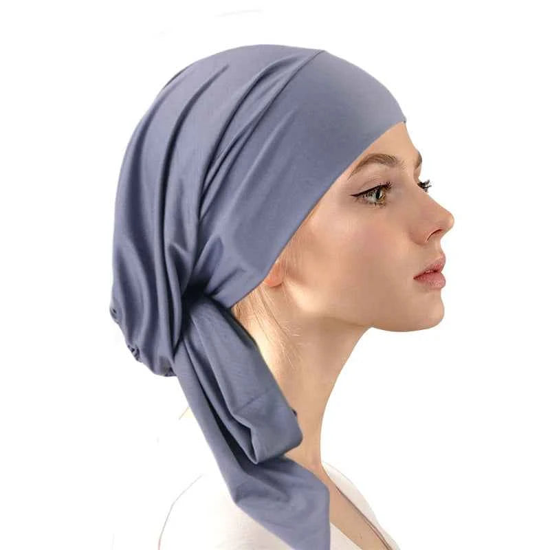Women Muslim Turban Cap Soft Stretch Pre-Tied Hat Islamic Headscarf Turban Hat Bonnet Turbante Mujer Chemo Cap Headwear