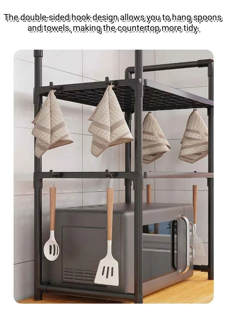 1pc Microwave Oven Storage Rack, Space-saving Countertop Kitchen Utensils Tableware Organizer, Kitchen Accessories Plastic Shelf