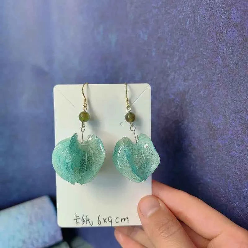 Multicolor Natural Flower Earrings Handmaking Epoxy Resin Natural Flower Earrings Unique Plant Earring Floral Jewelry Wholesale