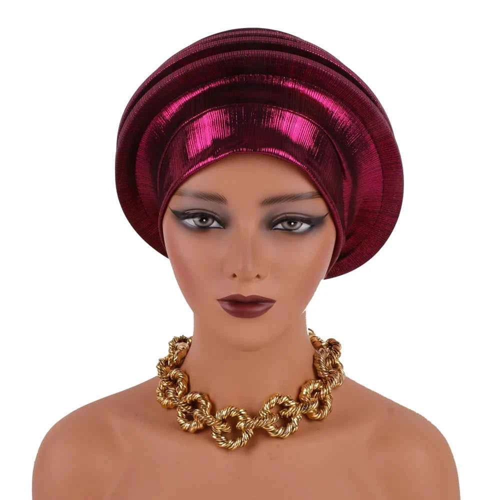 2024 Elegant Spiral Beret for Women Afrcian Lady Head Wraps Female Berets Turban Nigeria Headpiece Wedding Party Gele
